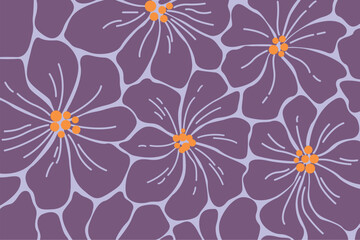 Natural hand drawn pattern design with leaves branch, flower. Simple contemporary style illustrated Design for fabric, print, cover, banner, wallpaper.	