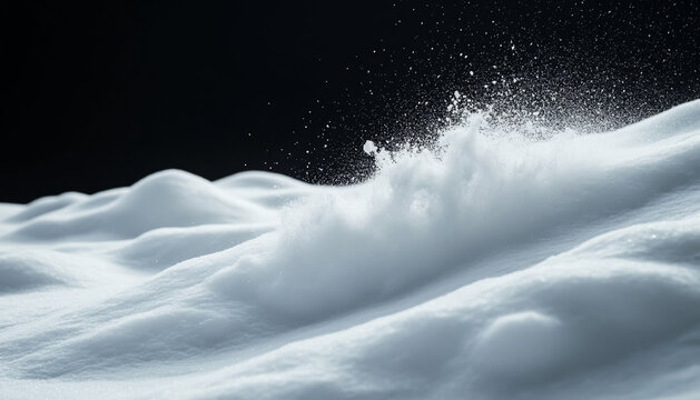 Snowdrift on Black Background for Overlay Effect Winter Texture