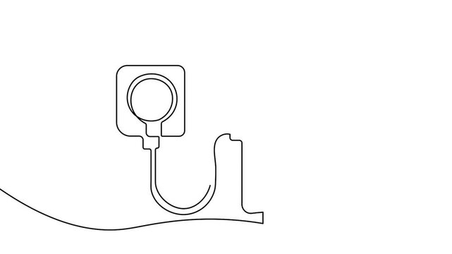 Blood pressure monitor continuous one line art animation loop medical tool