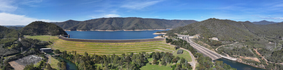 Aerial panorama  of Eildon wall Victoria Australia