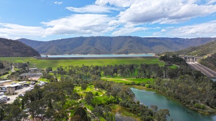 Obraz premium Aerial photo of Eildon wall Victoria Australia