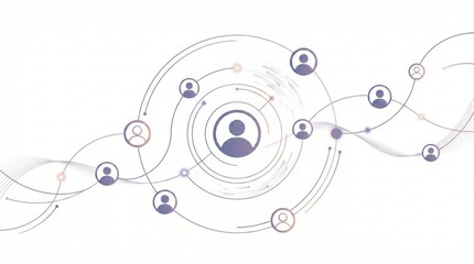 Abstract network of connected people icons,concept of social communication,community connection,and digital human interaction across technology platforms