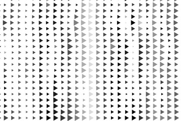 Fading triangle halftone gradient texture. Abstract geometric background. Tech triangular halfton gradation pattern. Vanishing mosaic arrow wallpaper for poster, banner, booklet. Vector backdrop