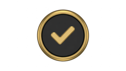 Gold checkmark checkmark verified isolated on a transparent background