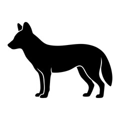Fototapeta premium Silhouette of a canine standing in profile against a plain white background