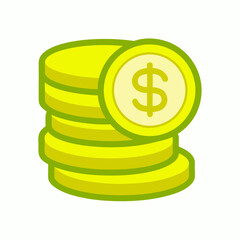Stack of Gold Coins with Dollar Symbol Vector Illustration