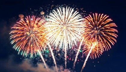 Spectacular fireworks display illuminating the night sky with vibrant colors and dazzling bursts
