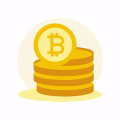 Bitcoin Cryptocurrency Coins Stack Vector Illustration