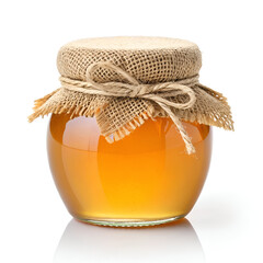 Natural Honey Jar with Rustic Fabric Lid