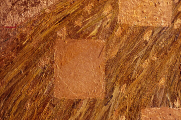 Stylized depiction of abstract detail old brown golden gold cracked for graphic design. Mosaic...