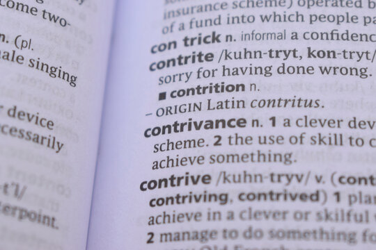 Close Up Of English Explanation Dictionary Word Of - contrition