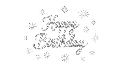 Handwritten happy birthday greeting with decorative snowflake elements isolated