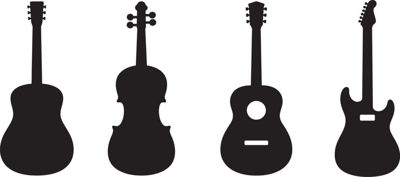 Guitar And Violin Silhouette Vector