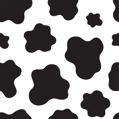 Cow print inspired black patch pattern on white