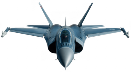 Gray fighter jet aircraft gray plane military aviation isolated on a transparent background