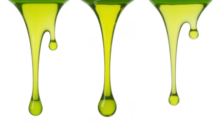 Green liquid drips liquid dripping green drips effect isolated on a transparent background