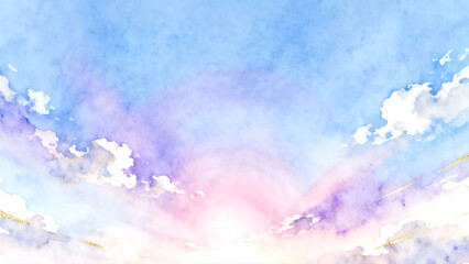 Watercolor Illustration of Beautiful Gradient Sky