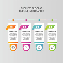 Modern 4 Step Business Process Timeline Infographic Design