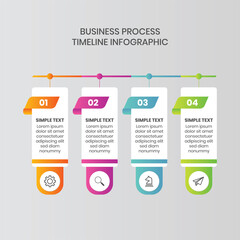 Modern 4 Step Business Process Timeline Infographic Design