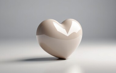 glossy light heart on grey background studio shot banner concept of love, dating, wedding