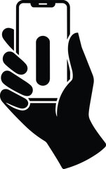 Obraz premium Hand Holding Smartphone Displaying a Vertical Bar Icon mobile