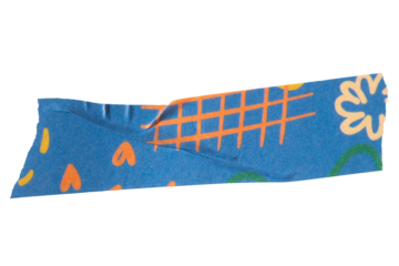 Ripped torn paper adhesive blue pattern washi tape on transparent background, scrapbook element, png tape, decoration design element