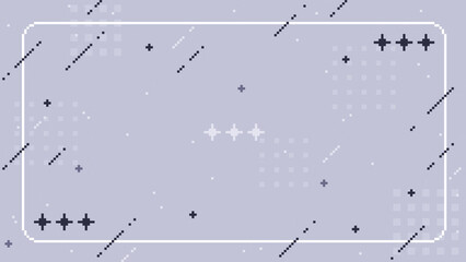 ドット絵　モノトーンのおしゃれでかわいい配信画面　シンプルな背景装飾イラスト　フレーム 16:9　ピクセル