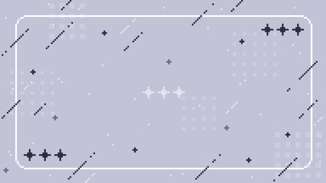 ドット絵　モノトーンのおしゃれでかわいい配信画面　シンプルな背景装飾イラスト　フレーム 16:9　ピクセル