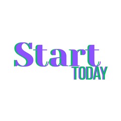 Start Today Font, Simple Font and Unique Style, Purple and Green Color Font, White Background, Start Today Lettering