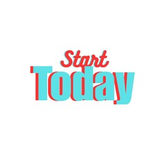 Start Today Font, Simple Font and Unique Style, Blue and Red Color Font, White Background, Start Today Lettering