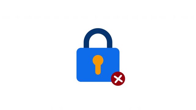 Blue Padlock Security Icon Animation.