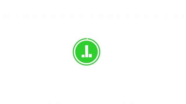 Motion Animation Green Circle Icons with White Graphs. Transparent 4k video background