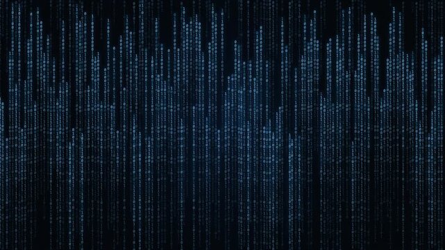 Cascading Blue Data Stream on Dark Background