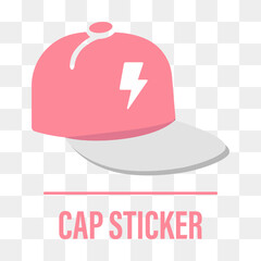 Cool Cap Sticker, Modern Flat Vector Style on Isolated Background