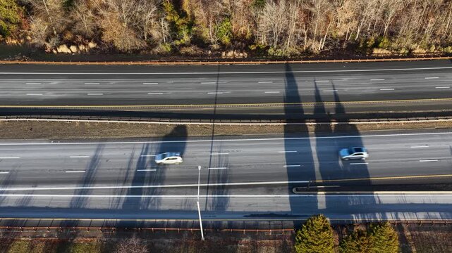 Aerial view of traffic on the Garden State Parkway in Central New Jersey