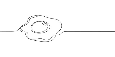 Continuous one line drawing of fried egg. Vector illustration, World egg day simple web banner, background, Modern one line design vector graphic illustration.