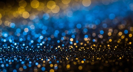 Blue and gold bokeh lights abstract background