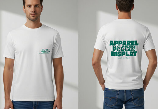 Mockup of Men's T-Shirt Front and Back