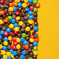 Obraz premium Colorful Candy Pile on Bright Yellow Background