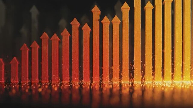 Ascending Arrows: A vibrant visualization of upward growth, where fiery arrows climb towards a symbolic representation of success and progress, conveying a sense of energy, and dynamism.
