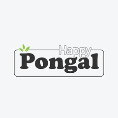 Happy Pongal Holiday Harvest Festival of Tamil Nadu South India. Hand lettering typography, modern brush ink calligraphy. Vector illustration for greeting card, poster, banner, social media post