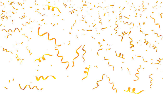 Cascading golden ribbon confetti background for grand opening celebration banners