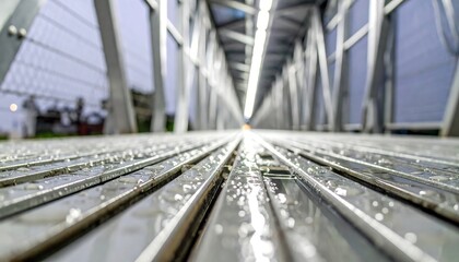 Metal Railway Tracks in Station.
