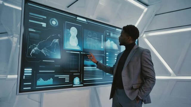 Hand Gestures Triggering Smooth UI Transitions with Subtle Reflections 4K