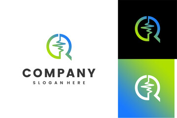 Obraz premium Modern Q Letter Waveform Logo for Tech and Health Branding