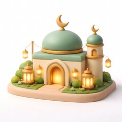 Ramadan Family Moments in Stylized 3D Mini Diorama Illustration