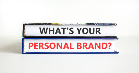 What is your personal brand symbol. Concept words What is your personal brand on beautiful books. Beautiful white paper background. Business what is your personal brand concept. Copy space.