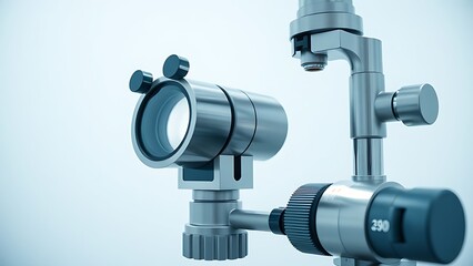 Professional ophthalmoscope in a clean white room with clinical lighting.