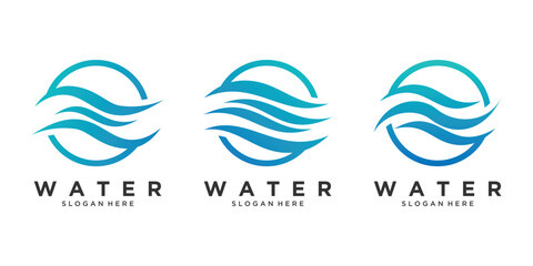 Abstract water wave circle logo design