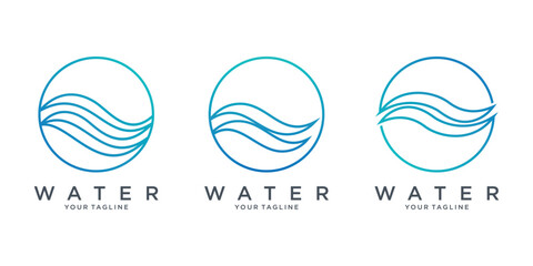 Minimalist water wave logo with lines